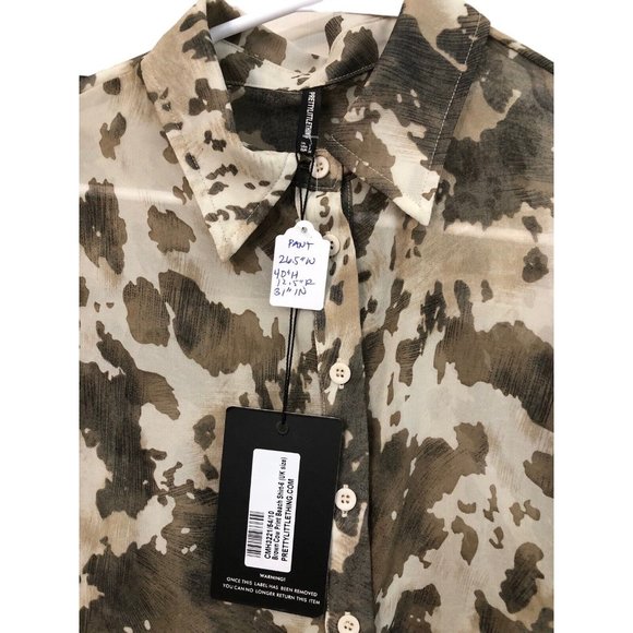 SOLD Pretty Little Thing Cow Print Beach Flare Pants And Shirt 90S Style Sheer - Picture 6 of 11